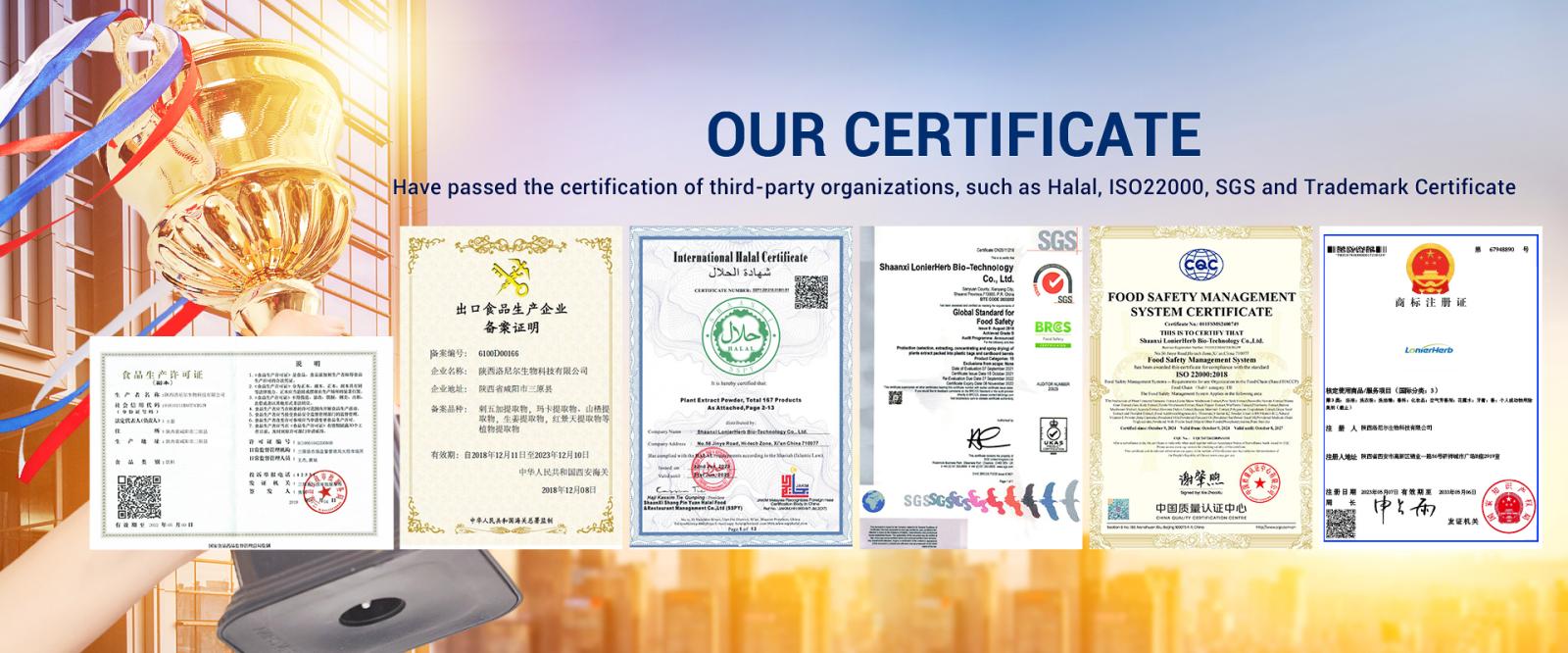 Lonierherb certificate Lonierherb certificate